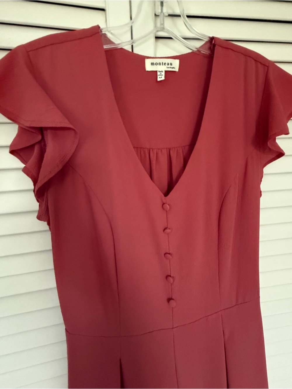 Flutter Sleeve Dress in Deep Rose - Picture 6 of 9